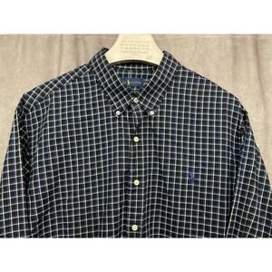 RALPH LAUREN XXL Classic Fit Blue Plaid Checkered Button Up Shirt Polo Pony Mens